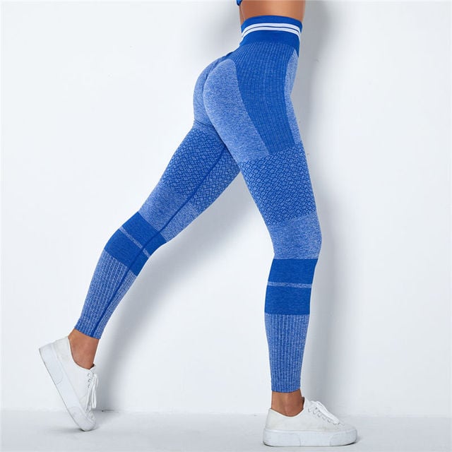 High Waist Seamless Yoga Leggings with Stripes